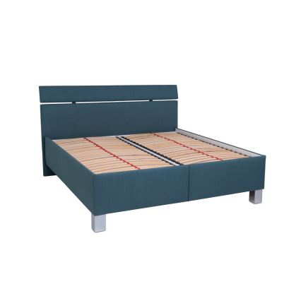Lit rembourré avec coffre de rangement sans matelas ALIS 180x200 cm bleu pétrole