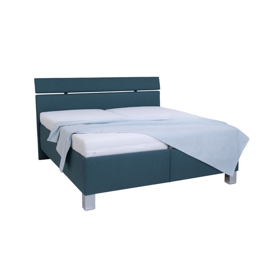 Lit rembourré avec coffre de rangement sans matelas ALIS 180x200 cm bleu pétrole