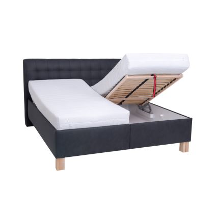 Lit rembourré avec espace de rangement sans matelas VIOLET 160x200 cm anthracite