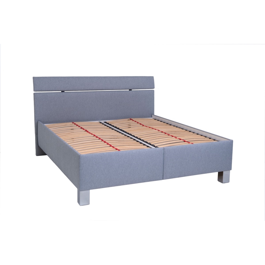 Lit rembourré avec matelas et espace de stockage ALIS 160x200 cm gris clair