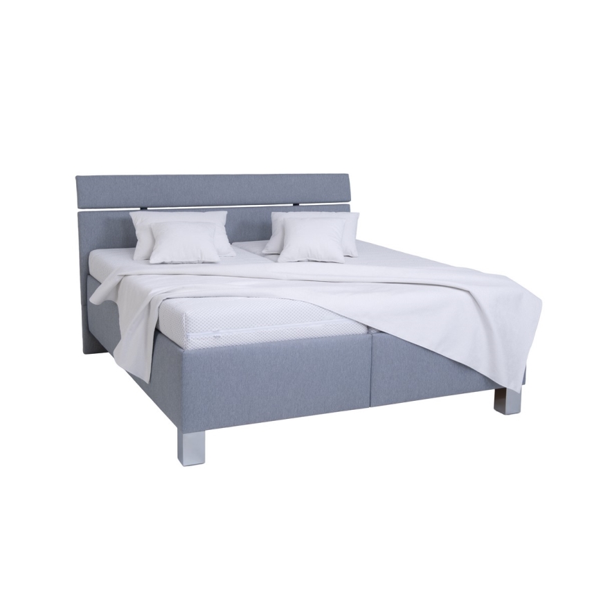 Lit rembourré avec matelas et espace de stockage ALIS 160x200 cm gris clair
