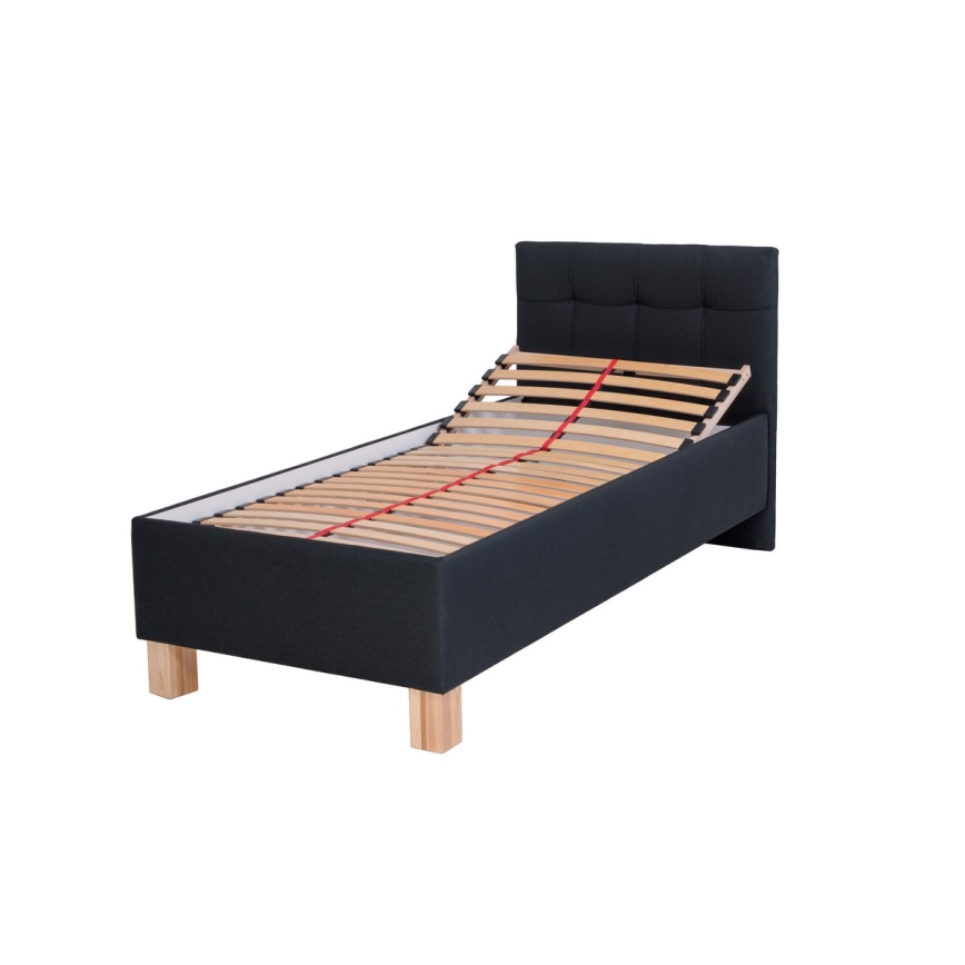 Lit tapissé avec coffre de rangement MARIA ONE 90x200 cm sans matelas, anthracite