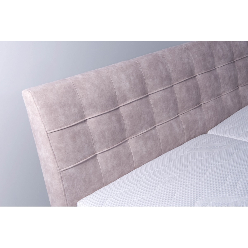 Lit tapissé avec coffre de rangement sans matelas VIOLET 160x200 cm beige