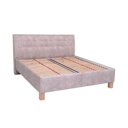 Lit tapissé avec coffre de rangement sans matelas VIOLET 160x200 cm beige