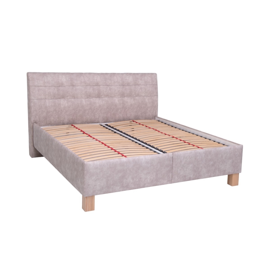 Lit tapissé avec coffre de rangement sans matelas VIOLET 160x200 cm beige