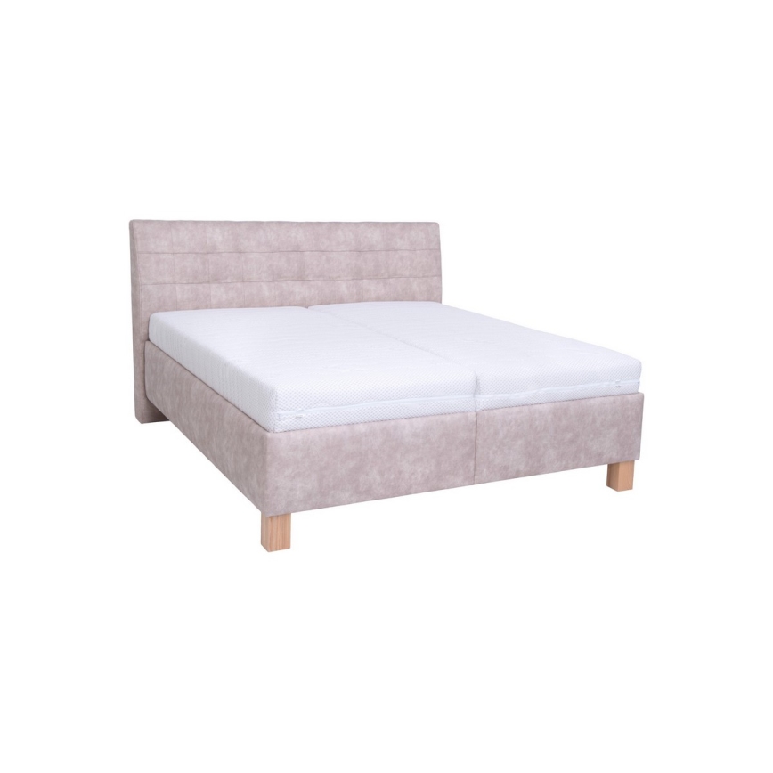 Lit tapissé avec coffre de rangement sans matelas VIOLET 160x200 cm beige