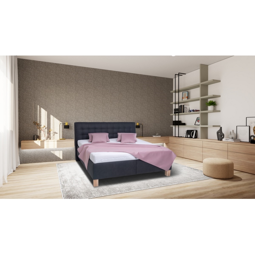 Lit tapissé avec coffre de rangement VIOLET 180 x 200 cm, anthracite — sans matelas