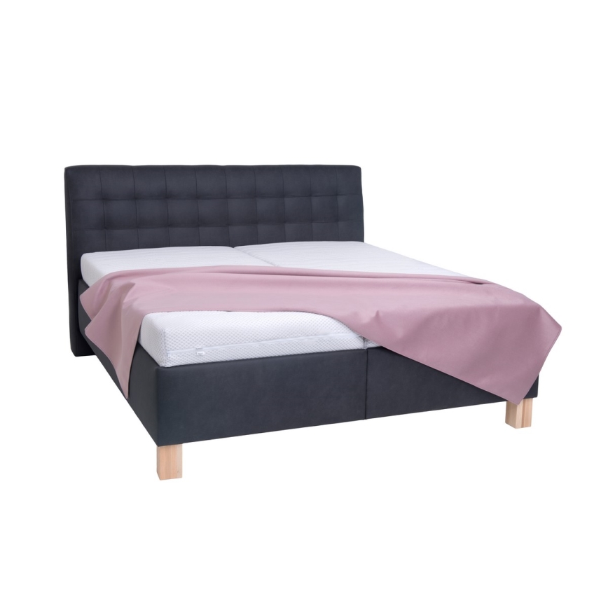 Lit tapissé avec coffre de rangement VIOLET 180 x 200 cm, anthracite — sans matelas