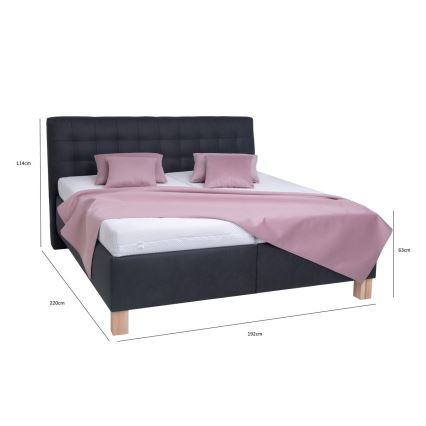 Lit tapissé avec coffre de rangement VIOLET 180 x 200 cm, anthracite — sans matelas