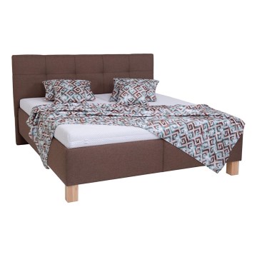 Lit tapissé MARIA 180x200 cm avec matelas inclus et grand coffre de rangement, coloris marron