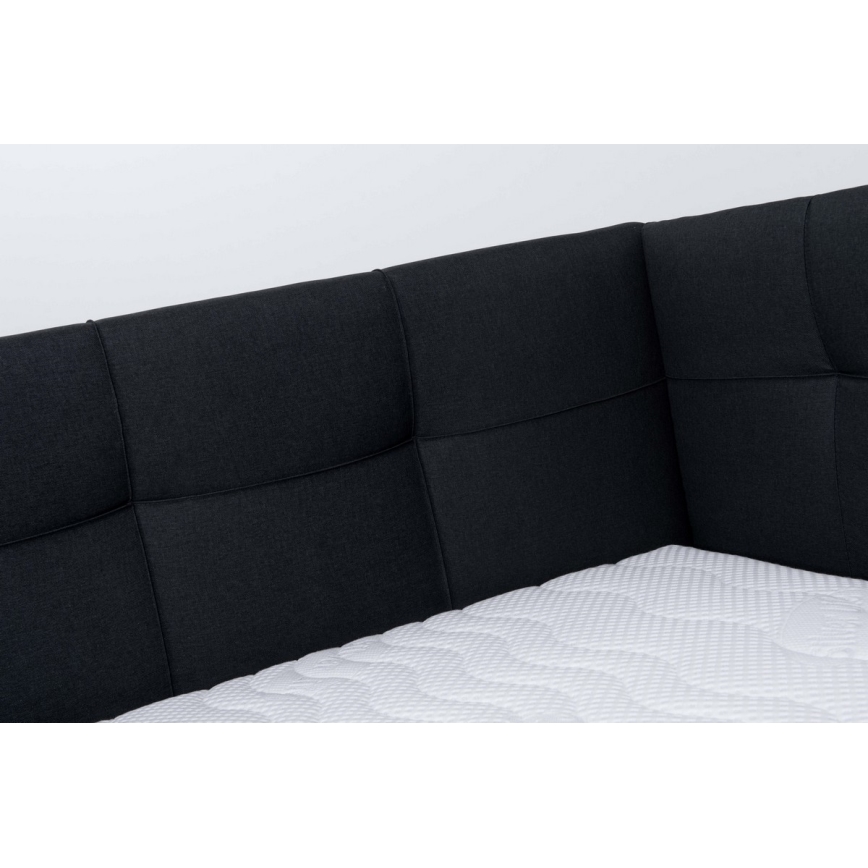 Lit tapissé MARIA PETITE 120x200 cm avec coffre de rangement, sans matelas, anthracite