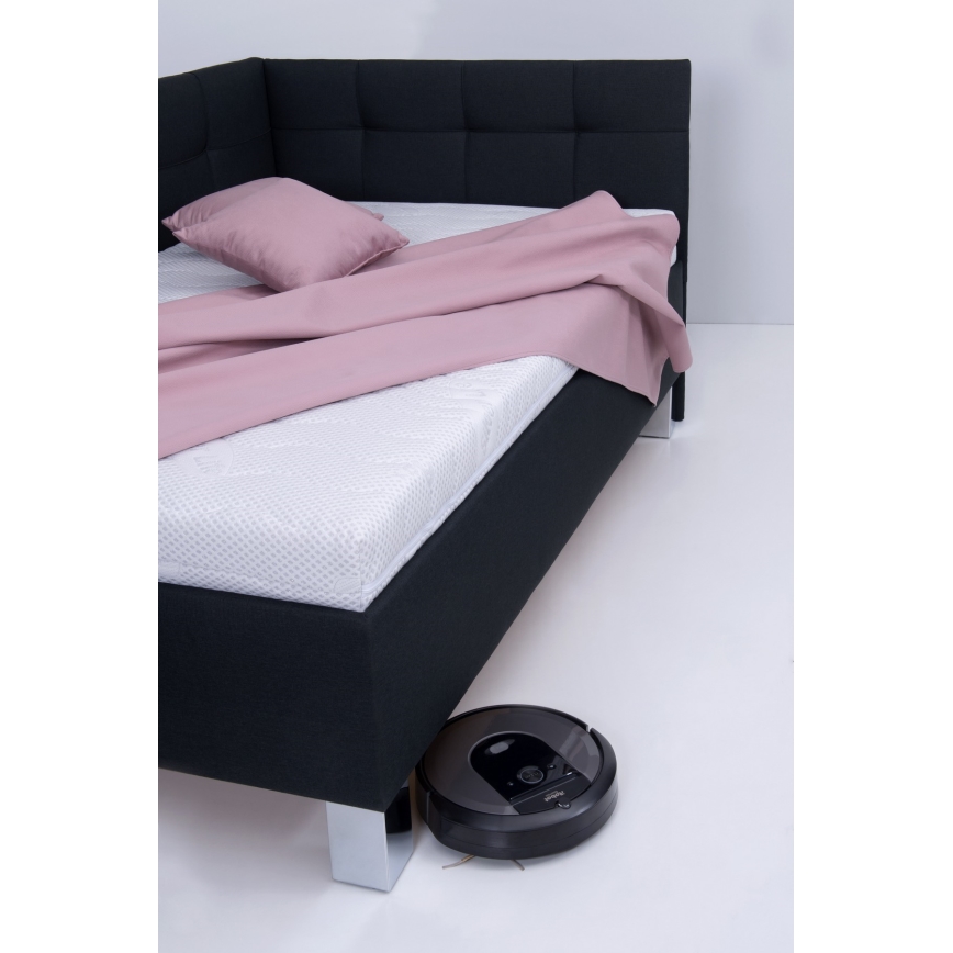 Lit tapissé MARIA PETITE 120x200 cm avec coffre de rangement, sans matelas, anthracite