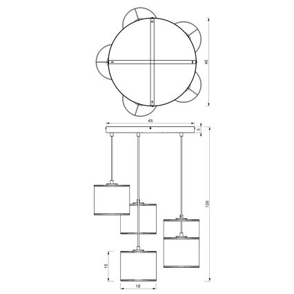 Deckenleuchte an Seil LOFT SHADE 5xE27/60W/230V weiß/gold