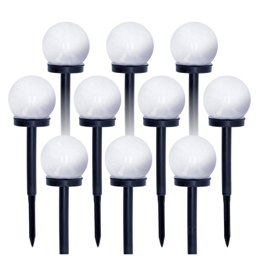 LOT 10x Lampe solaire LED/0,12W/1,2V 6500K IP44 40 mAh noir/blanc