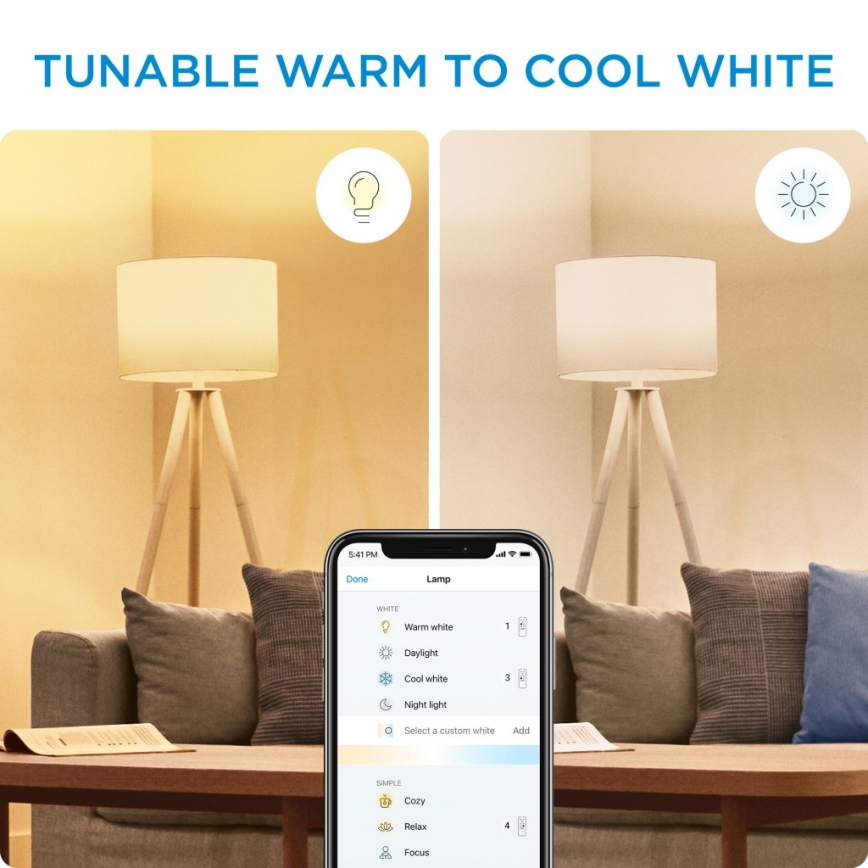 LOT 2x Ampoule à intensité variable LED C37 E14/4,9W/230V 2700-6500K CRI 90 Wi-Fi - WiZ