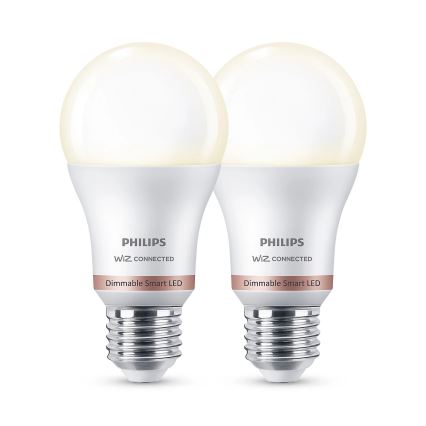 LOT 2x Ampoule à intensité variable LED Philips A60 E27/8W/230V Wi-Fi