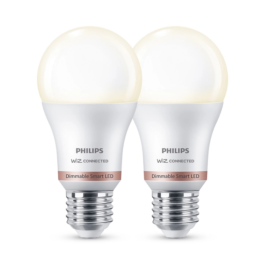 LOT 2x Ampoule à intensité variable LED Philips A60 E27/8W/230V Wi-Fi