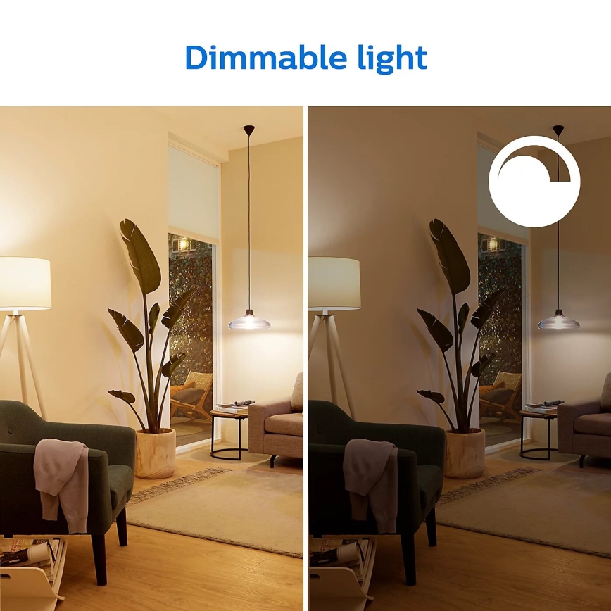 LOT 2x Ampoule à intensité variable LED Philips A60 E27/8W/230V Wi-Fi