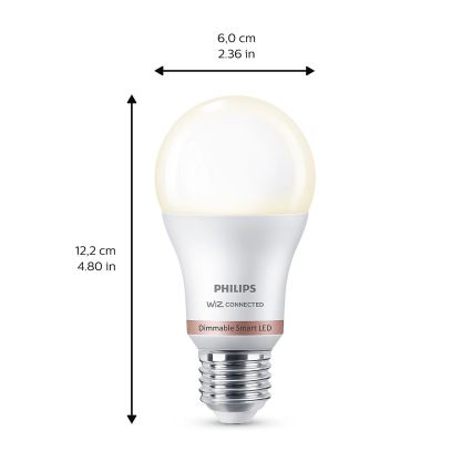 LOT 2x Ampoule à intensité variable LED Philips A60 E27/8W/230V Wi-Fi