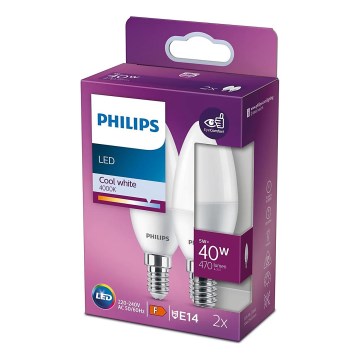 LOT 2x Ampoule LED Philips B35 E14/5W/230V 4000K