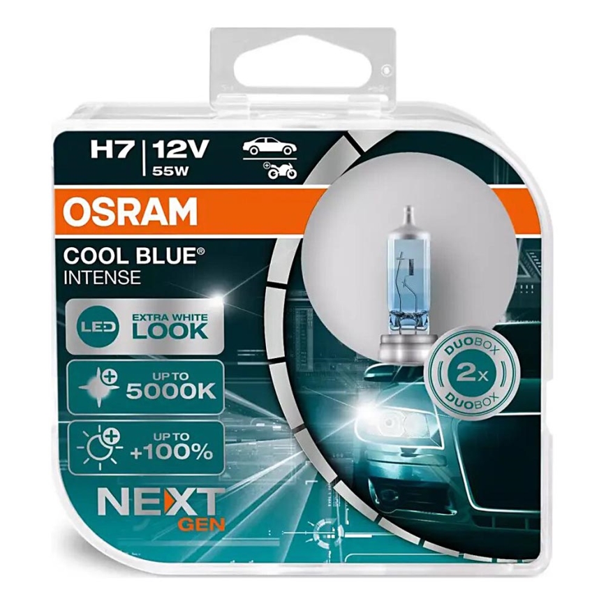 LOT 2x Ampoule pour voiture COOL BLEU H7 PX26d/55W/12V 5000K - Osram