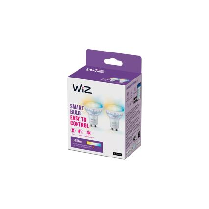 Lot de 2 ampoules LED dimmables avec capteur de mouvement PAR16 GU10/4,7W/230V 2700-6500K IRC 90 Wi-Fi - WiZ