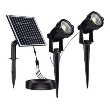 LOT 2x Lampe solaire extérieure 2xLED/1,2W/3,7V IP65 3000K 4000 mAh