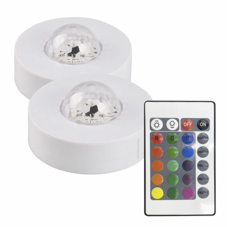 LOT 2x LED RGB à intensité variable lampe décorative FESTA 3xAAA/4,5V + télécommande