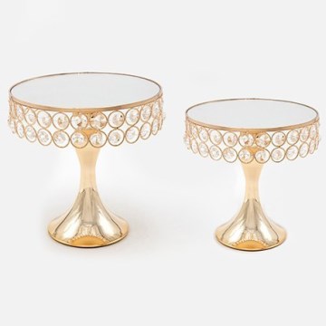LOT 2x Plateau décoratif d. 20/25 cm doré