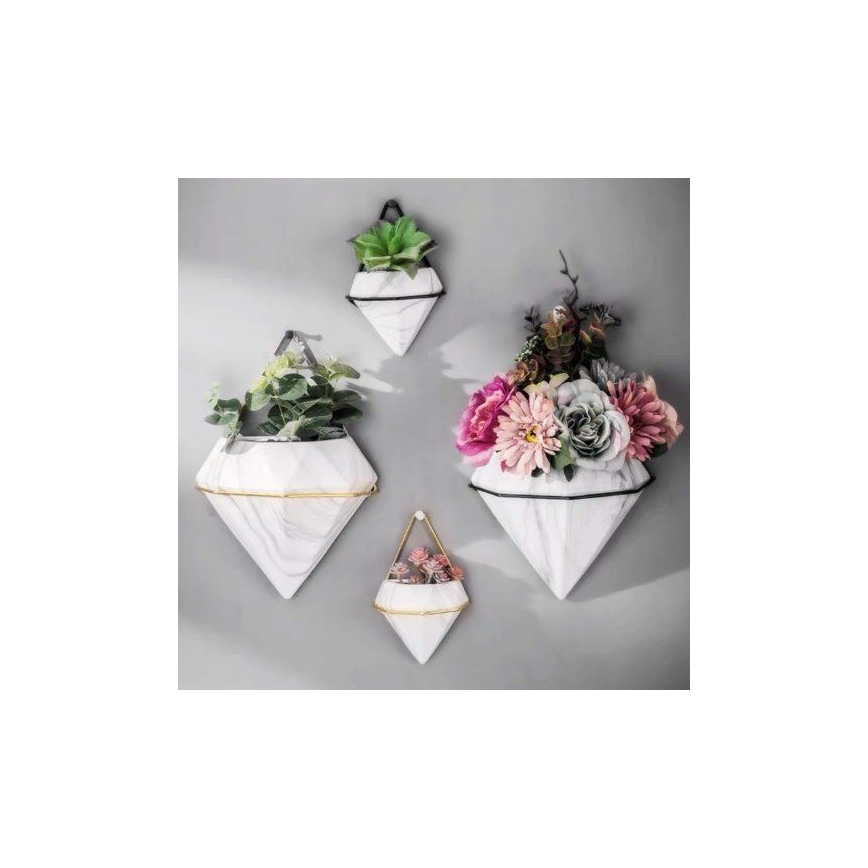 LOT 2x Pots de fleurs muraux SEMELA 23x20 cm doré