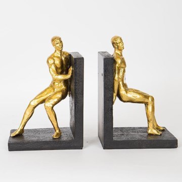LOT 2x Serre-livre doré/noir