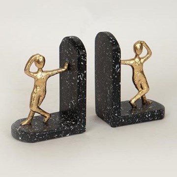 LOT 2x Serre-livre doré/noir