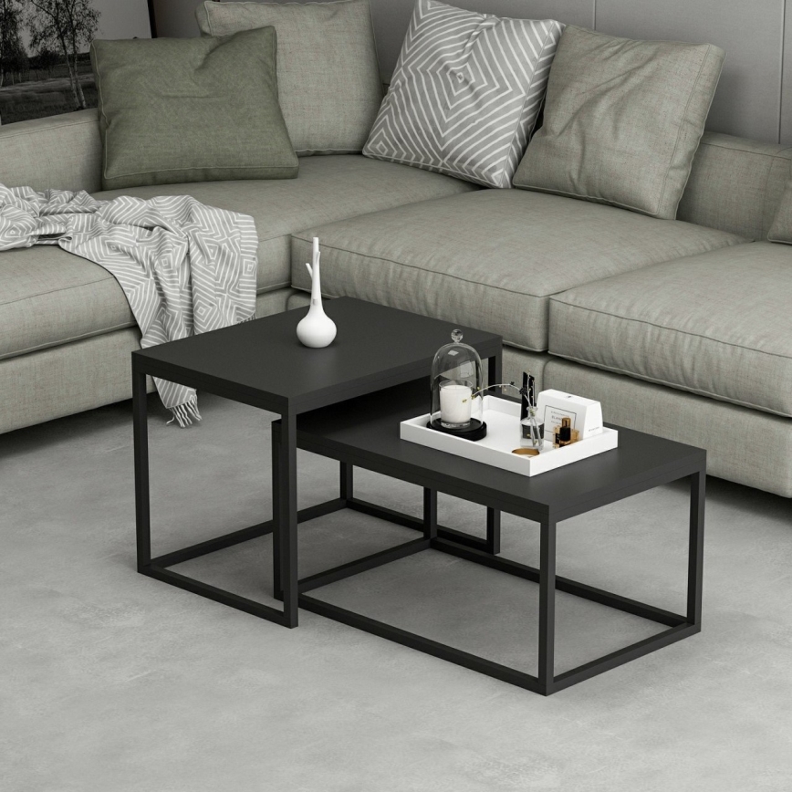 LOT 2x Table basse LEKA noir