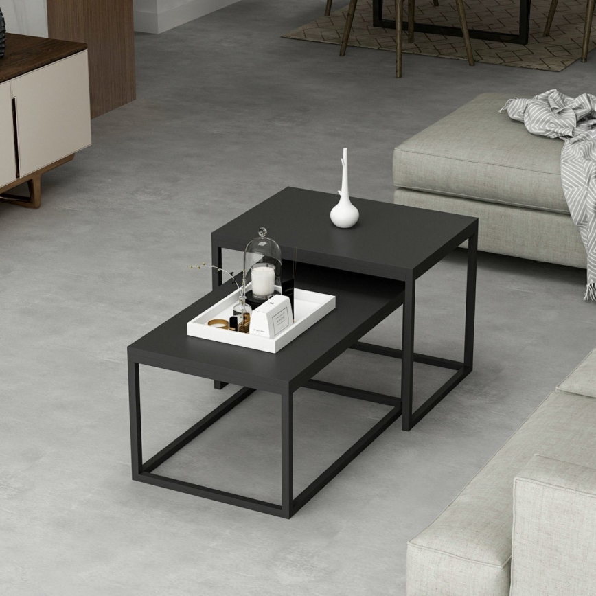 LOT 2x Table basse LEKA noir