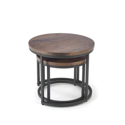 LOT 2x Table basse OREO d. 43/53 cm noir/noyer