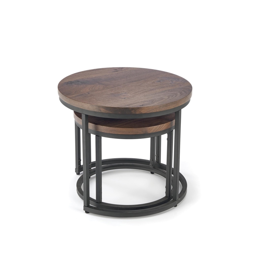 LOT 2x Table basse OREO d. 43/53 cm noir/noyer