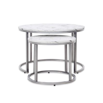 LOT 2x Table basse PAOLA d. 38/60 cm gris/décor en marbre