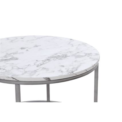 LOT 2x Table basse PAOLA d. 38/60 cm gris/décor en marbre