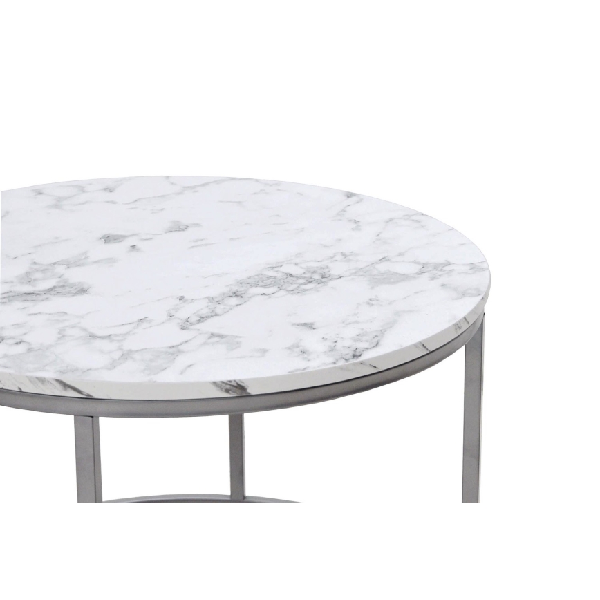 LOT 2x Table basse PAOLA d. 38/60 cm gris/décor en marbre