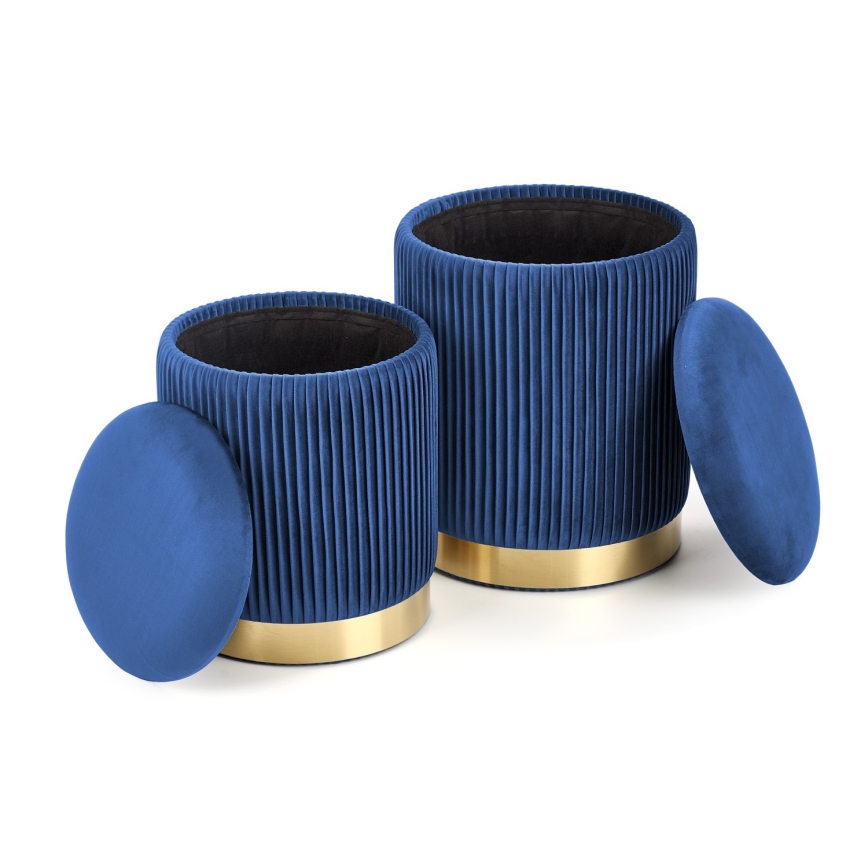 LOT 2x Tabouret MONTY d. 36/66 cm bleu/doré