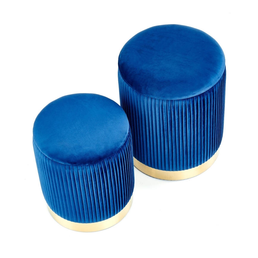 LOT 2x Tabouret MONTY d. 36/66 cm bleu/doré