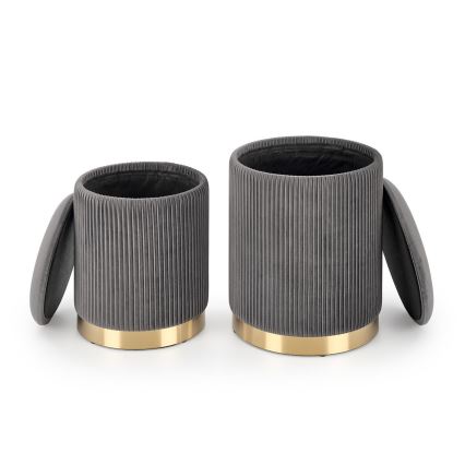 LOT 2x Tabouret MONTY d. 36/66 cm gris/doré