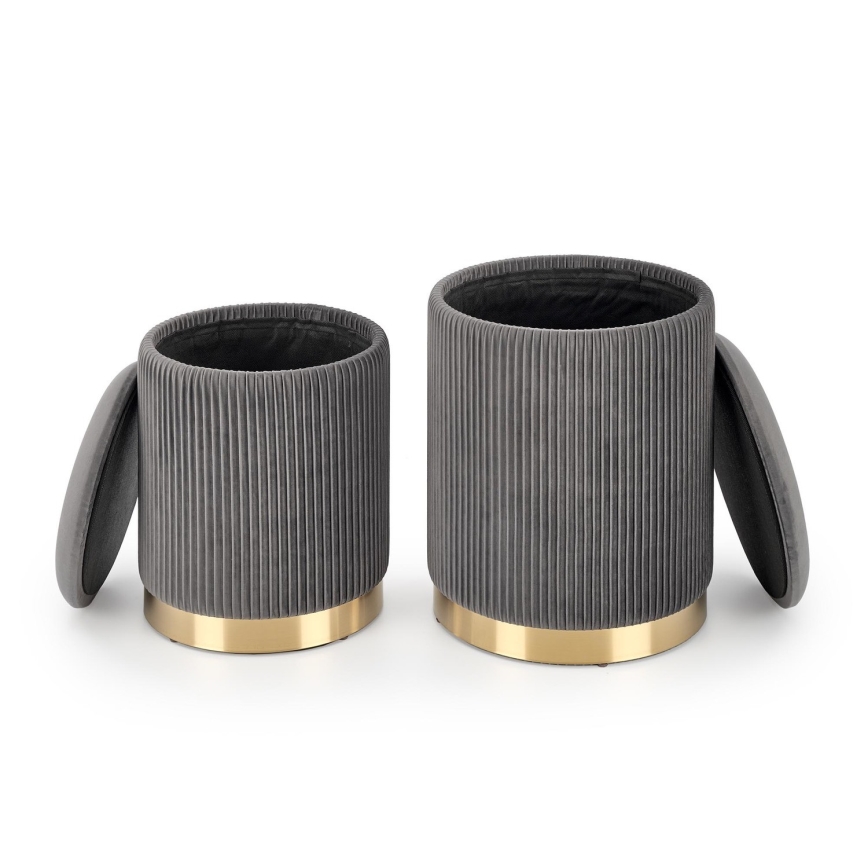LOT 2x Tabouret MONTY d. 36/66 cm gris/doré