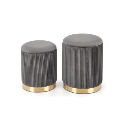 LOT 2x Tabouret MONTY d. 36/66 cm gris/doré