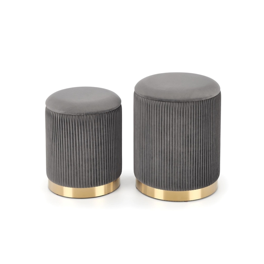 LOT 2x Tabouret MONTY d. 36/66 cm gris/doré
