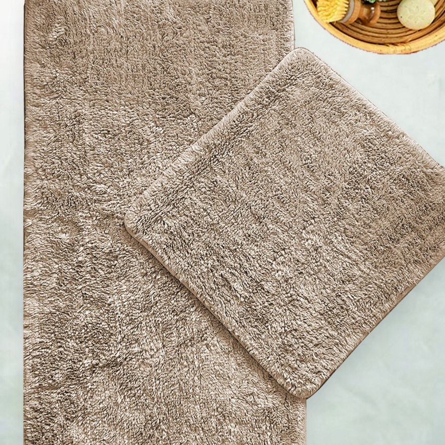 LOT 2x Tapis de salle de bains 60/100 cm beige