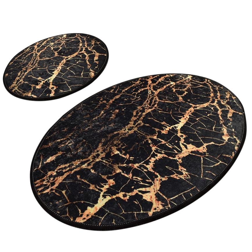 LOT 2x Tapis de salle de bains GOLDES 60/100 cm noir/doré