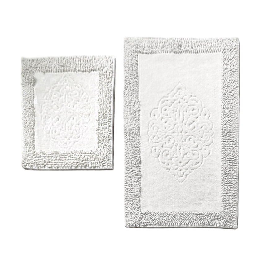 LOT 2x Tapis de salle de bains PIANTE 60/100 cm blanc