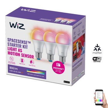 LOT 3x Ampoule à intensité variable LED RGBW A60 E27/8,8W/230V 2200-6500K Wi-Fi - WiZ