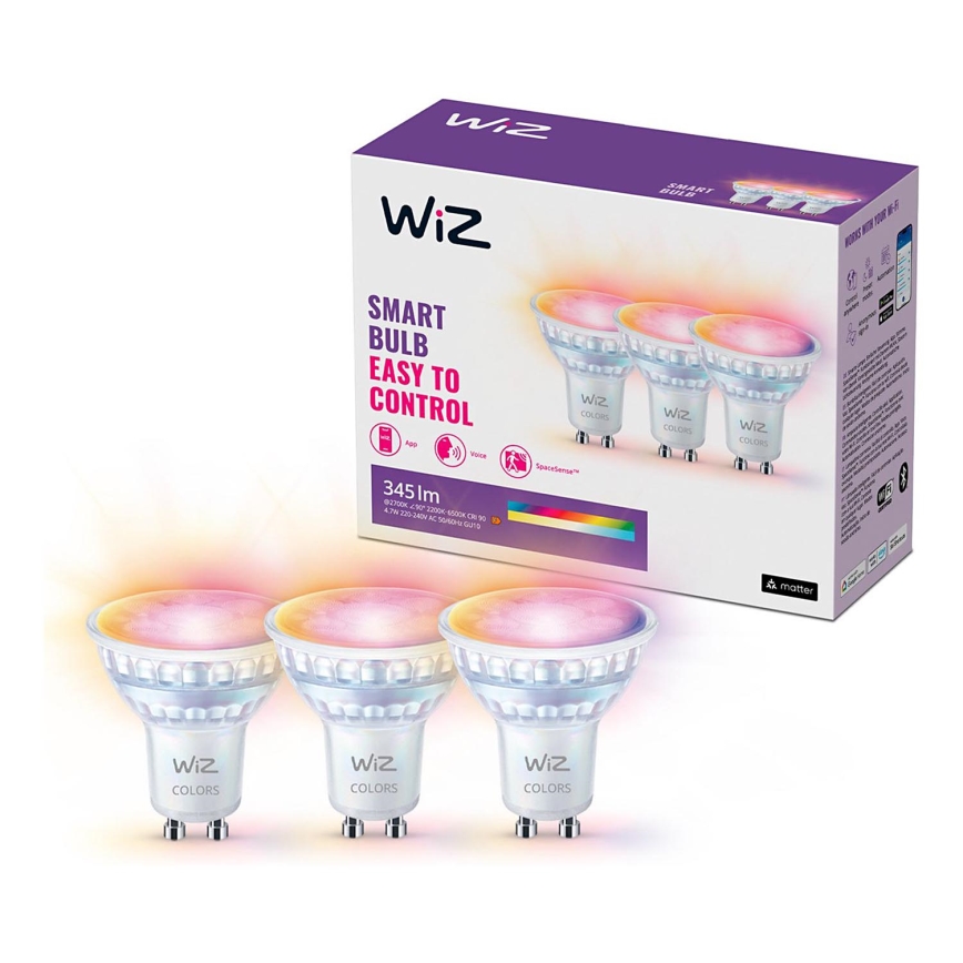 LOT 3x Ampoule à intensité variable LED RGBW PAR16 GU10/4,7W/230V 2200-6500K Wi-Fi - WiZ